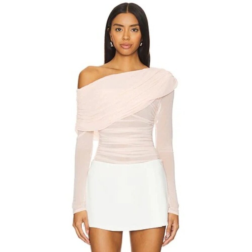 Lovers + Friends Blush Pink Off-Shoulder Long Sleeve Top